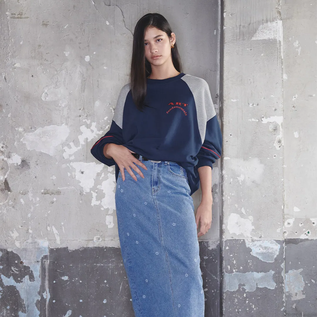 Art School Pullover UNISEX Navy/ Grey