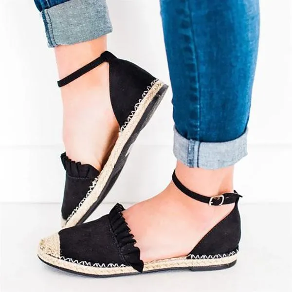 Casual Ruffle Side Flat Sandals
