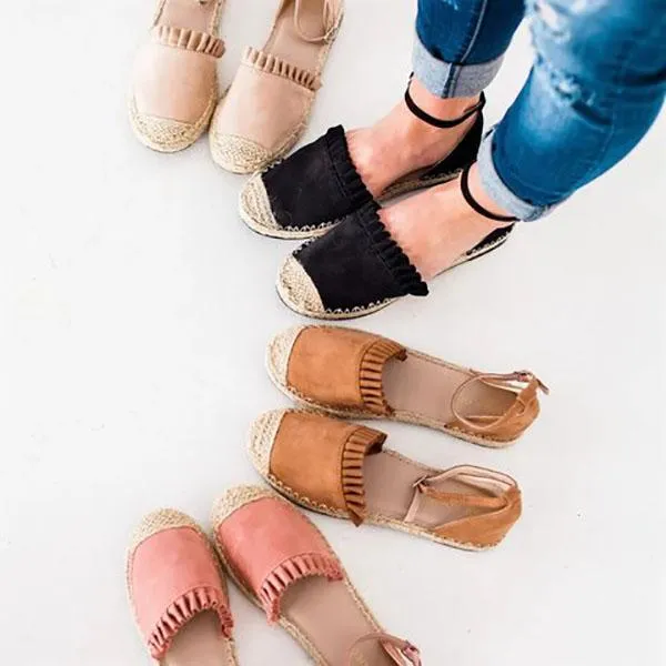 Casual Ruffle Side Flat Sandals