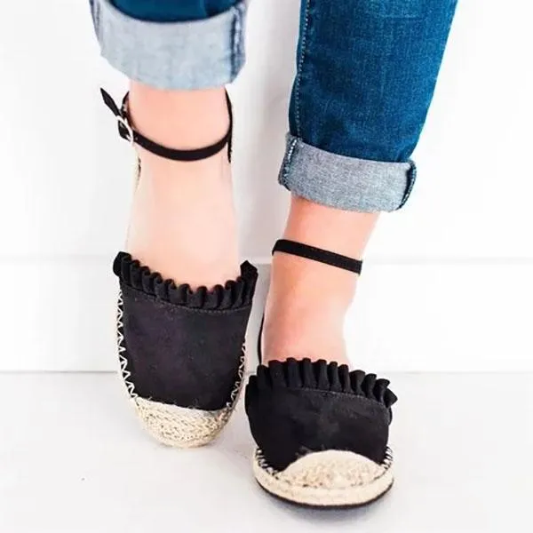Casual Ruffle Side Flat Sandals