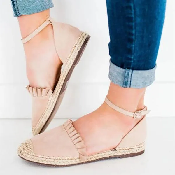 Casual Ruffle Side Flat Sandals