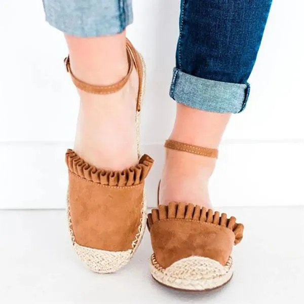 Casual Ruffle Side Flat Sandals