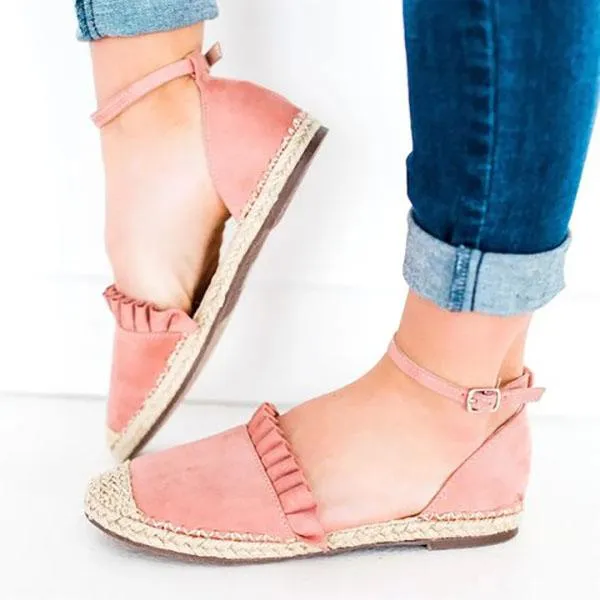 Casual Ruffle Side Flat Sandals