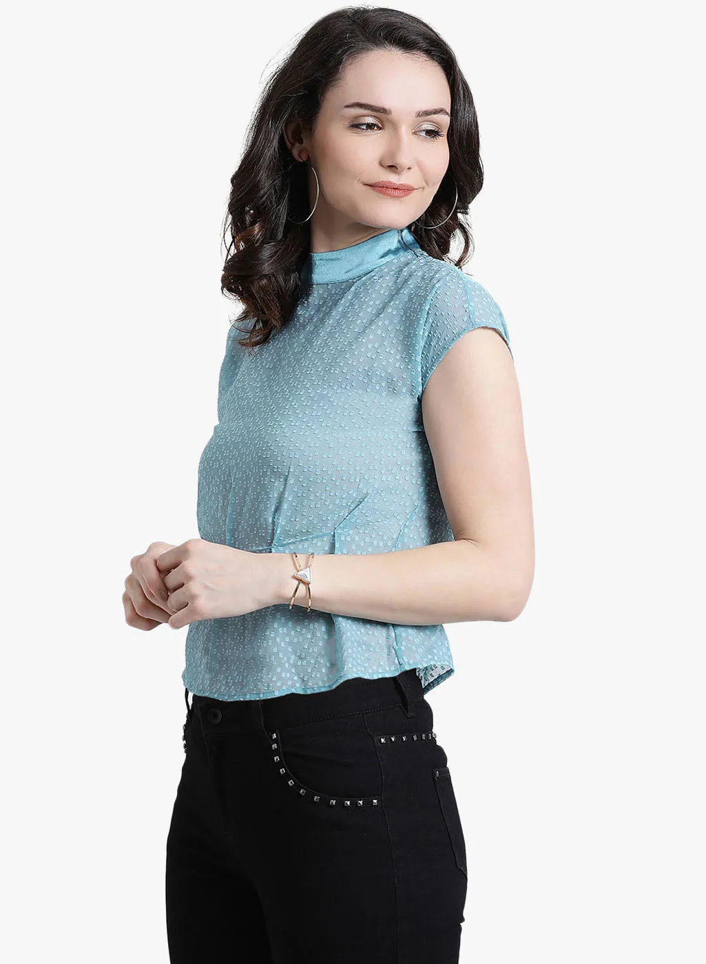 Dobby Top With Neck Band And Darts