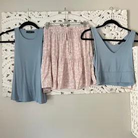 Dreamy Floral Print Skirt in Pink