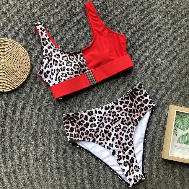 In-X Sexy Leopard one piece swimsuit One shoulder bikini 2019 High cut swimwear women monokini Padded bathing suit New bodysuit