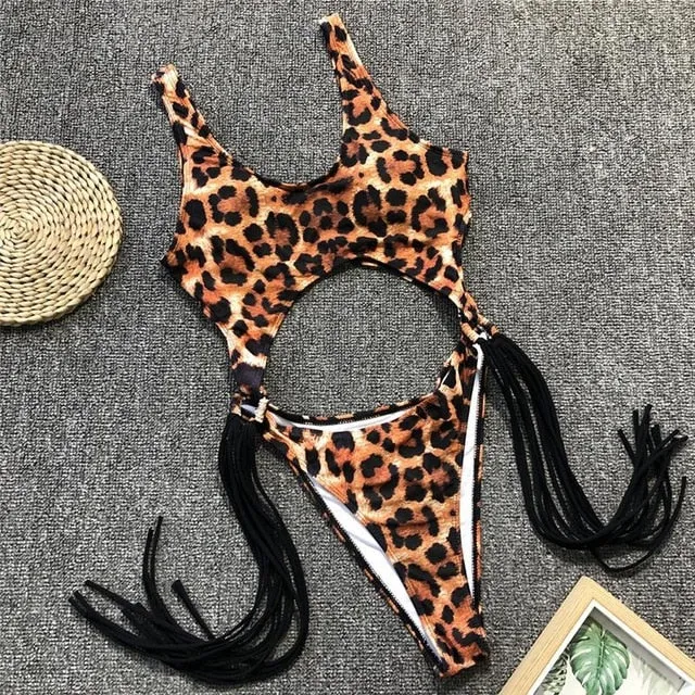 In-X Sexy Leopard one piece swimsuit One shoulder bikini 2019 High cut swimwear women monokini Padded bathing suit New bodysuit