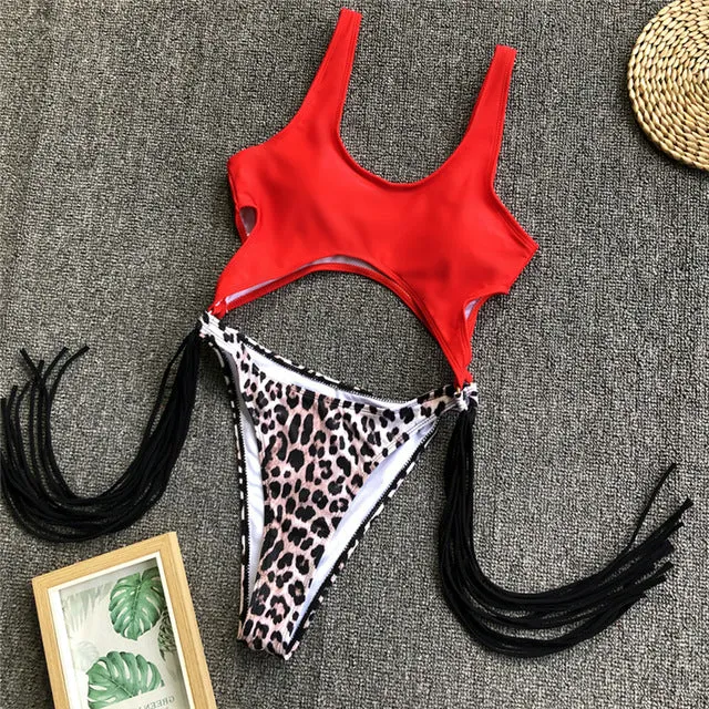 In-X Sexy Leopard one piece swimsuit One shoulder bikini 2019 High cut swimwear women monokini Padded bathing suit New bodysuit