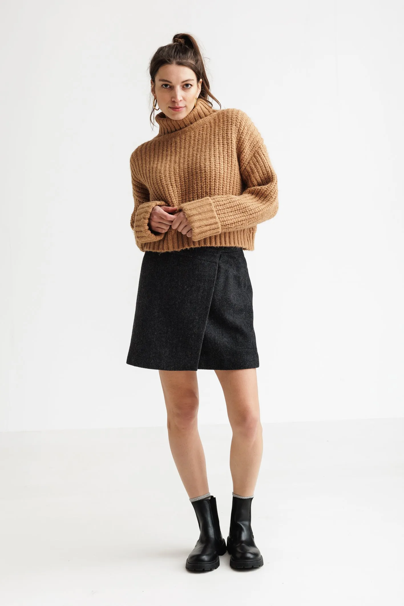 Lelou HW Mini Skirt Dark Grey