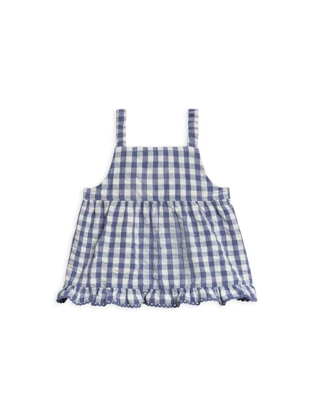 Organic Ember Seersucker Ruffle Tank - Marino Gingham