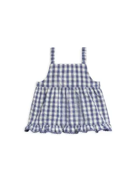 Organic Ember Seersucker Ruffle Tank - Marino Gingham
