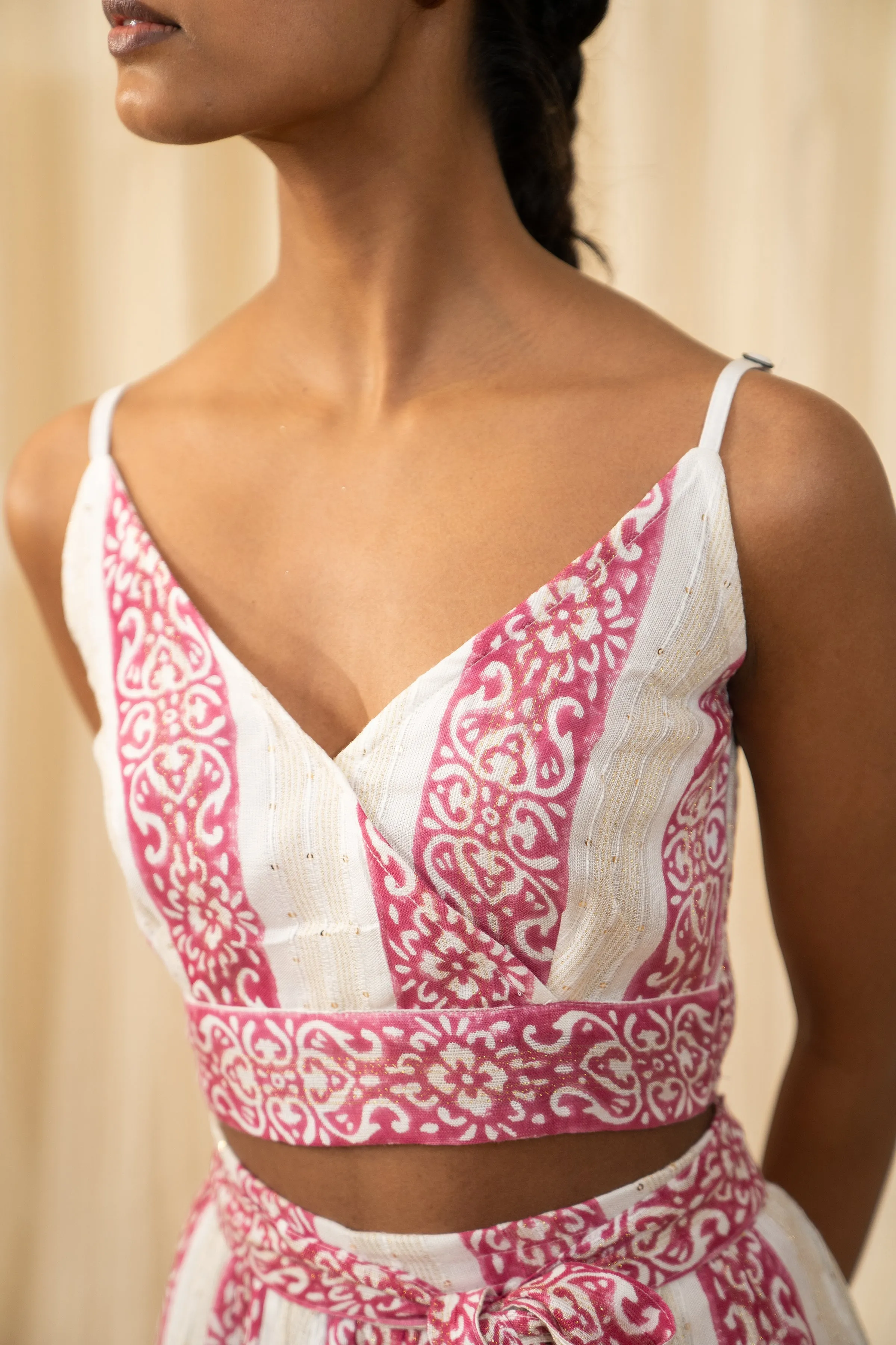 Pink Tribal Bralette-Cord Set (Set of 3)