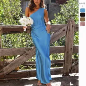Sommer Abendkleid Damen  Langes One-Shoulder Kleid fr Hochzeit & Events