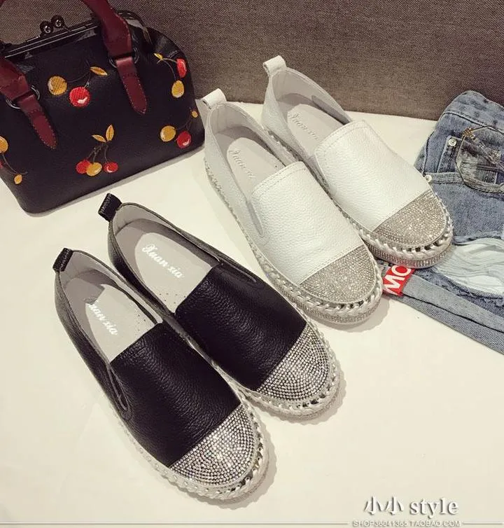 Women Genuine Leather Casual Creepers Flats
