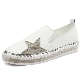 Women Genuine Leather  Star Loafers Flats